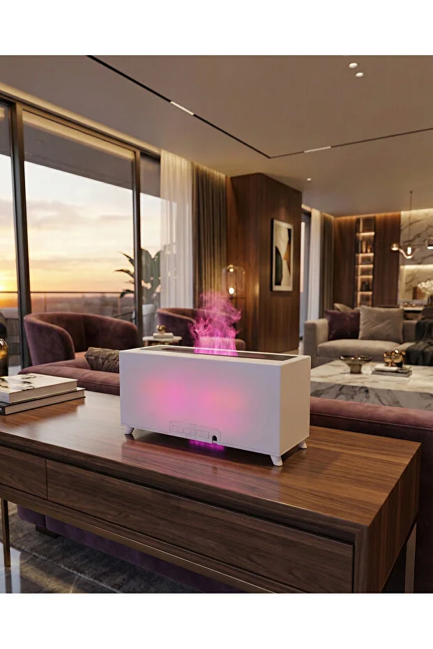 Alev Efektli Dekoratif Manzaralı Hava Nemlendirici (Isıtmasız)